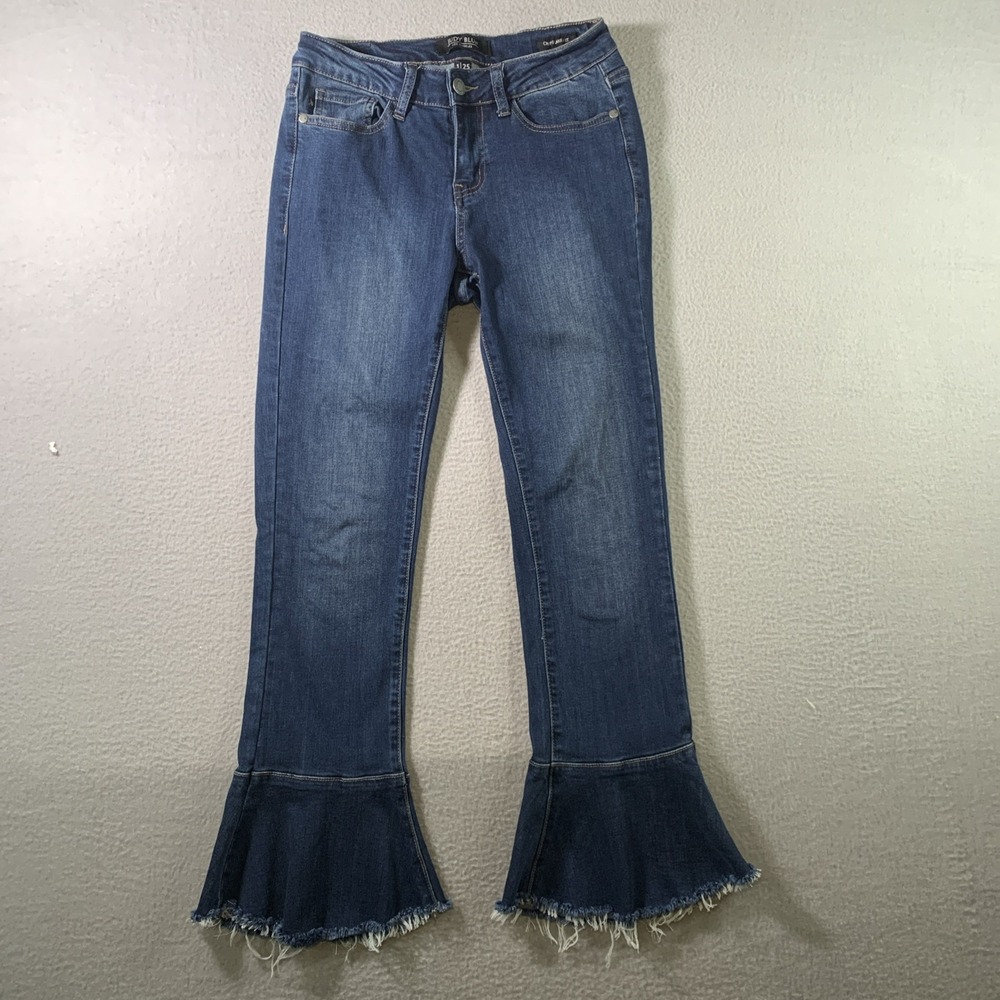 Judy Blue Crop Flared Fit Denim Jeans Raw Hem 1/25